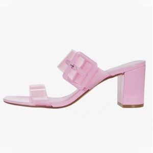 New Chinese Laundry Yippy Block Heel Sandals in Pink Vinyl